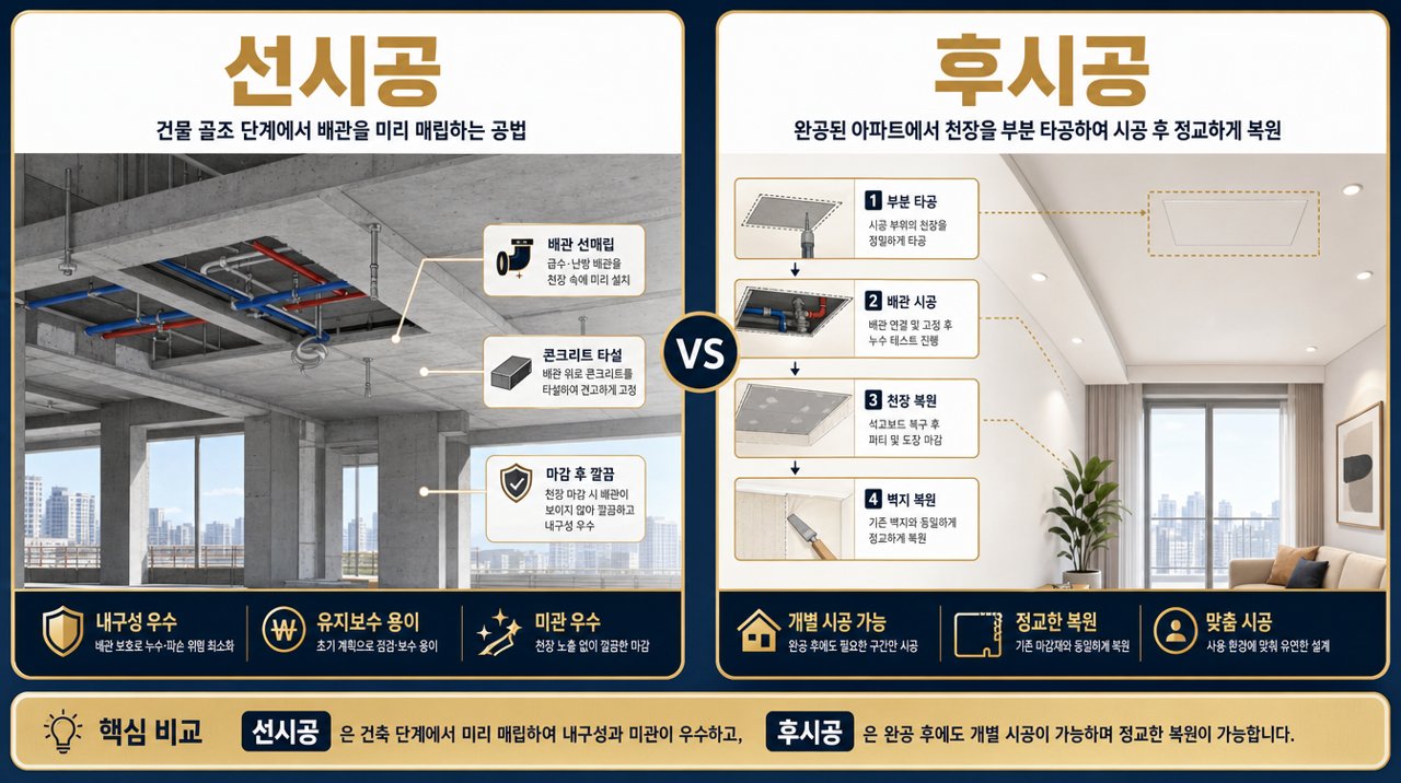 골조 매립 선시공 vs 입주 후 개별 후시공