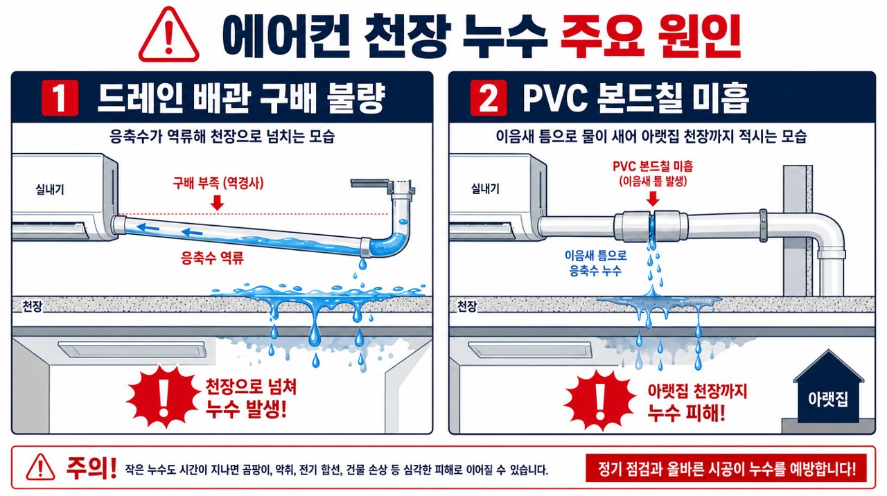 구배 불량과 PVC 본드칠 미흡 — 아랫집까지 적시는 대형 사고